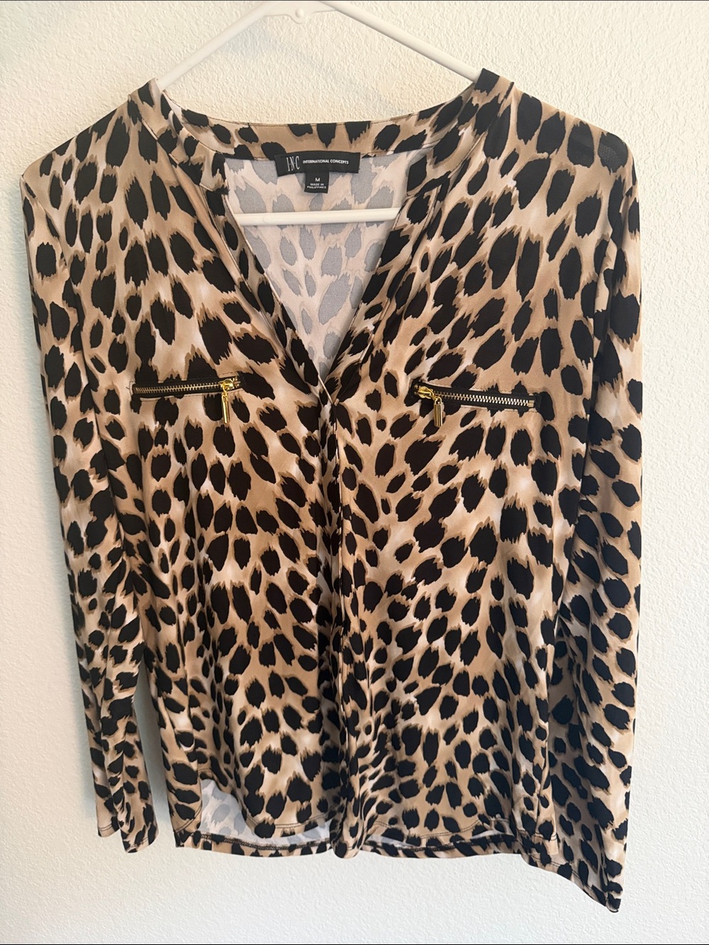 INC International Concepts Leopard-Print Blouse in Tan and Black